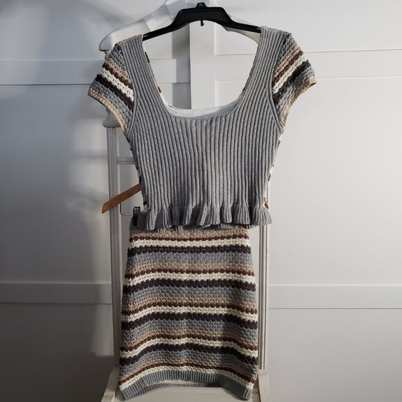 BNWT PROMESA  Isla 100% cotton crochet knit lined skirt set in Mocha (M} - Picture 5 of 9